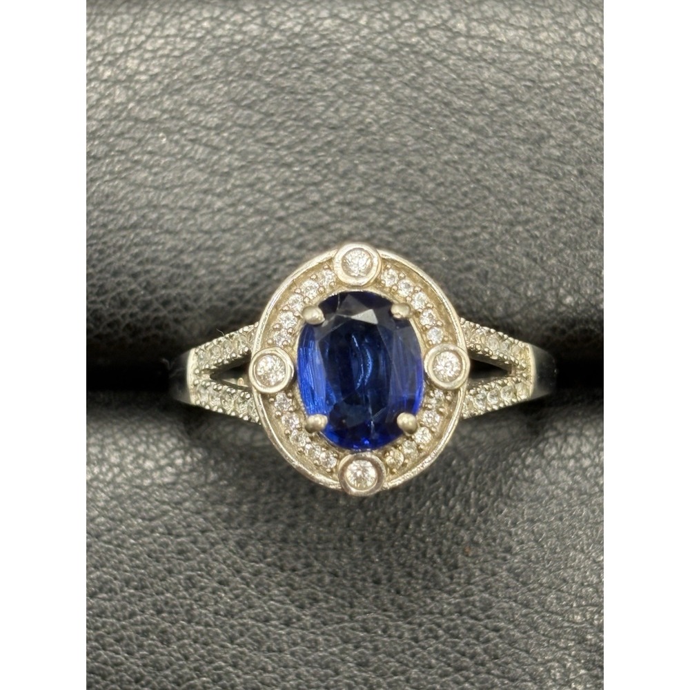 Djoy Sterling Silver Lab Blue Sapphire Ring Size 11 E4